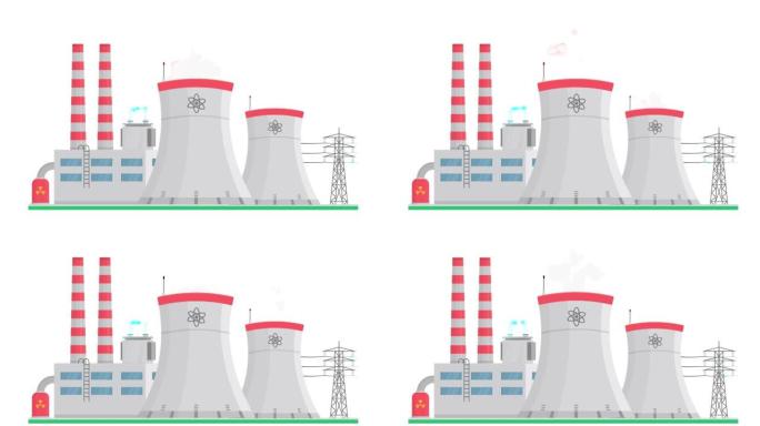 核电站。能量动画。卡通