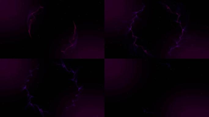 黑色背景上的紫色烟雾痕迹动画