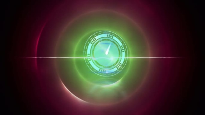 时钟在绿色圆圈上快速移动的动画