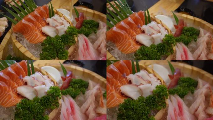 日本料理混合生鱼片