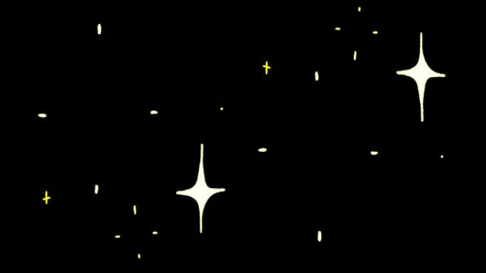 动画白色星星在黑色背景上闪闪发光。