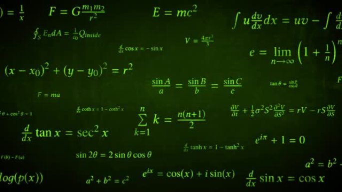 数学公式科学方程符号绿色