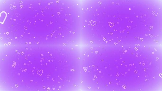 闪亮背景上的紫色浪漫心