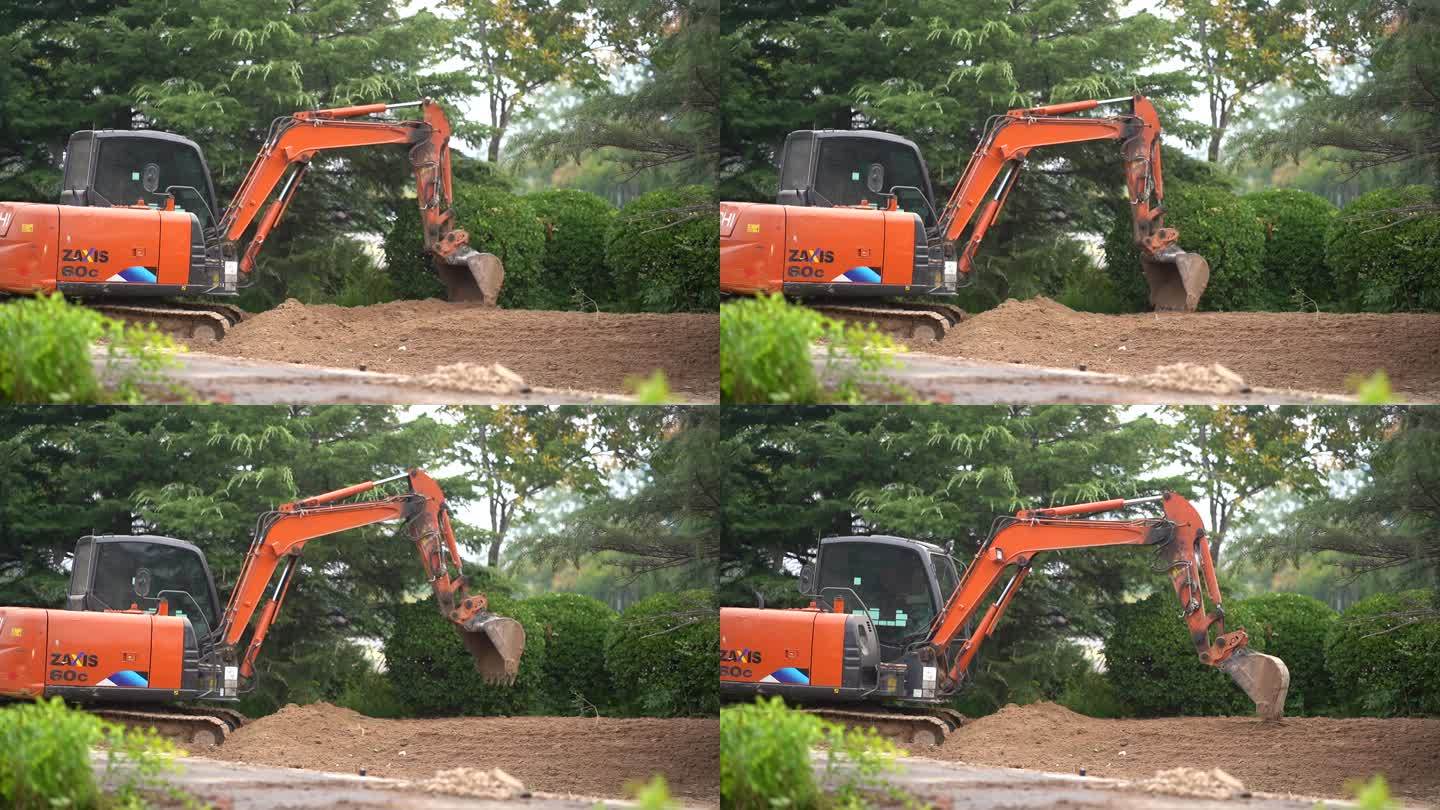 园林工程挖掘机平整土地