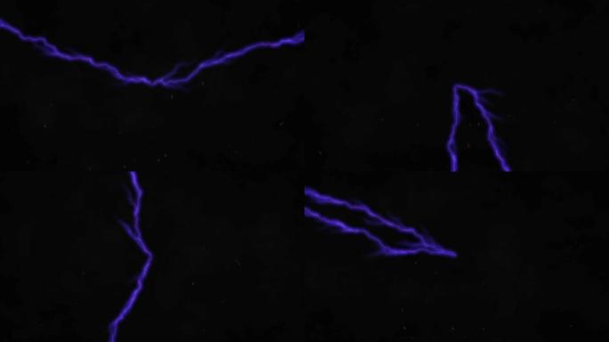 黑色背景上发光的紫色电流上的红色粒子动画