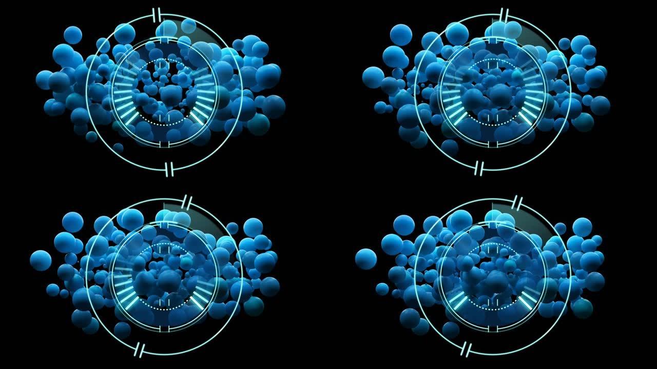 蓝球扫描范围动画物联网全覆盖蓝色球形扫描