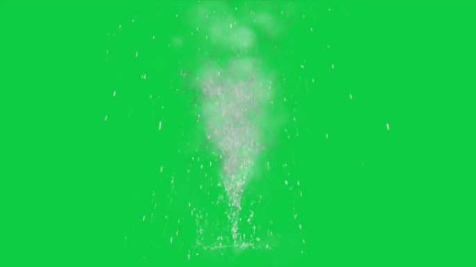 在绿屏背景上隔离喷水效果，用于视觉效果的4k视频元素