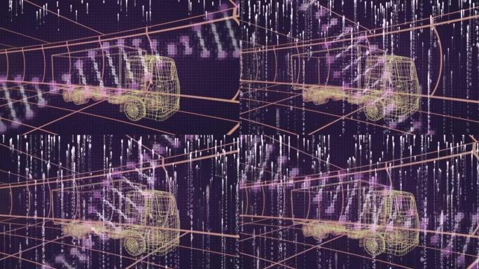 卡车和网格3d绘图模型上的dna链动画