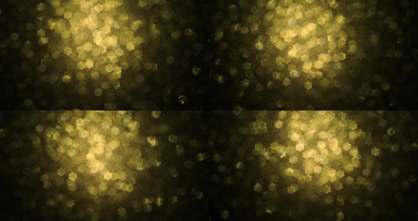 旋转。黄点散焦光波克。金色圣诞背景