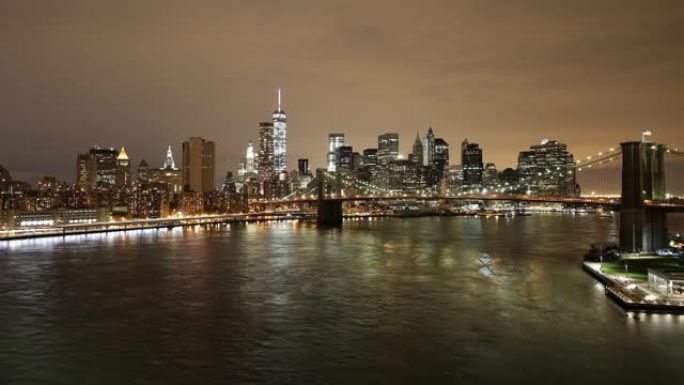 夜光布鲁克林大桥全景4k延时