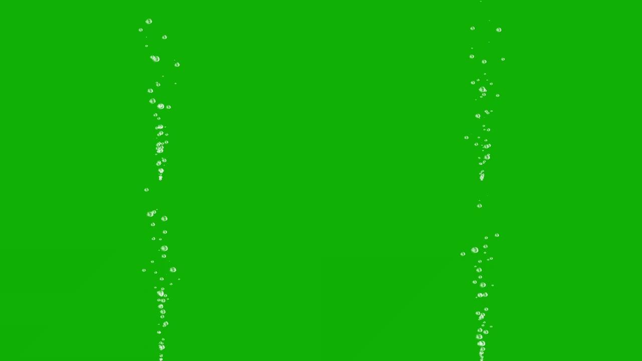 绿色屏幕背景的上升水下气泡运动图形