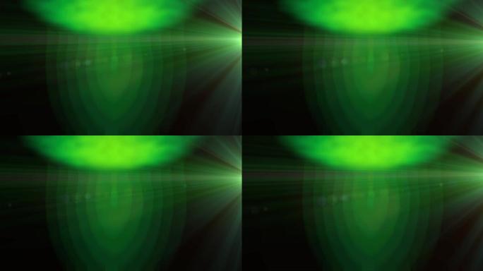 黑色背景上发光的绿色形式和折射绿光的动画