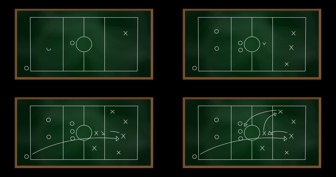 黑板上的足球比赛计划动画