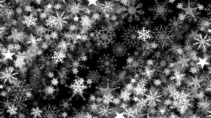 圣诞节时黑色背景上的雪的动画
