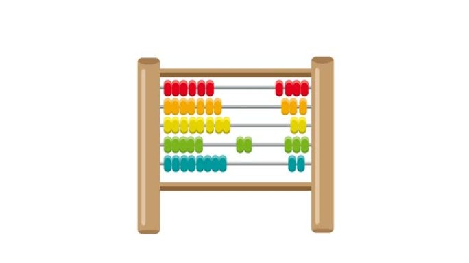 计算彩色算盘。孤立的动画插图，可循环元素