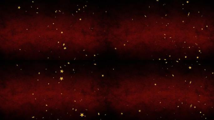 多星漂浮在红色背景上的动画