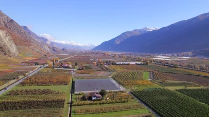 瑞士瓦莱州葡萄酒产区鸟瞰图