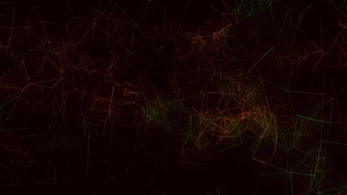 黑色背景上发光的红绿网络动画