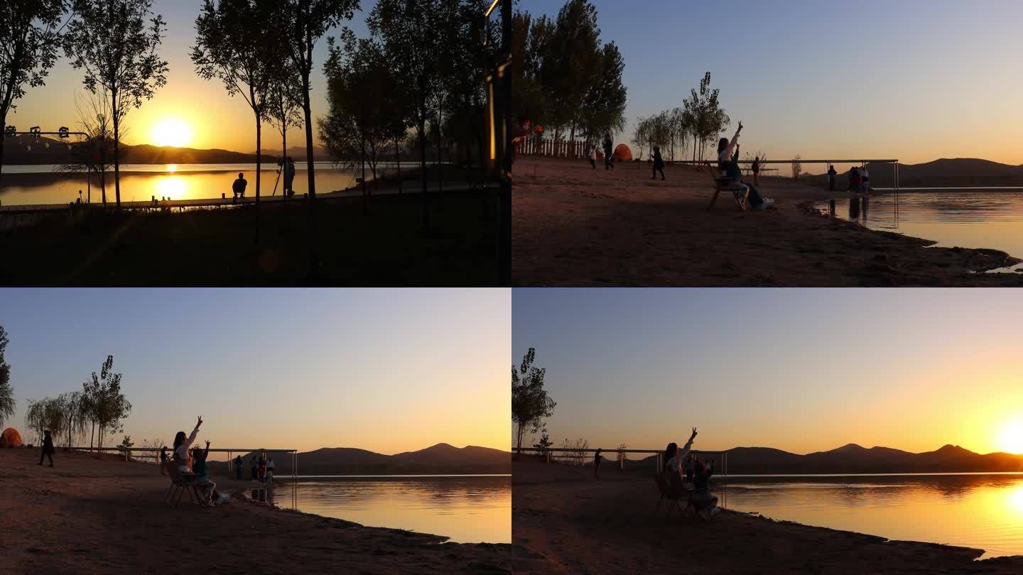 日落 河边 夕阳 风景