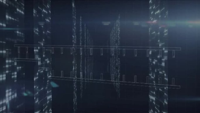 计算机服务器上的dna链旋转和数据处理的动画