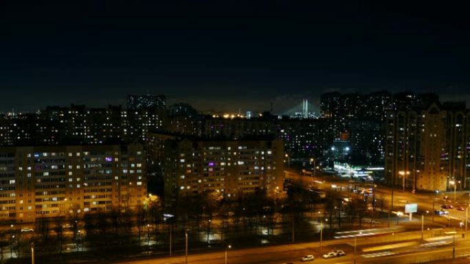 St。从鸟瞰图看晚上的圣彼得堡时间流逝