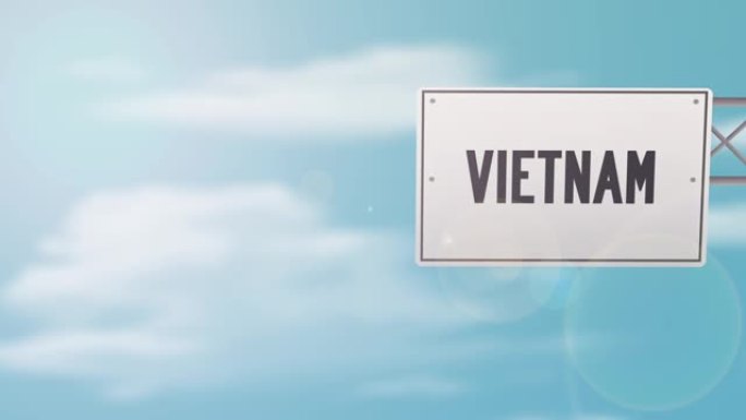 越南蓝色多云天空上的标志-股票视频