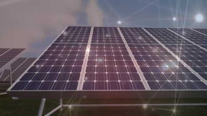 太阳能电池板上连接网络的动画