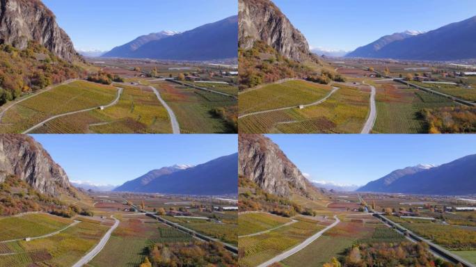 瑞士瓦莱州葡萄酒产区鸟瞰图