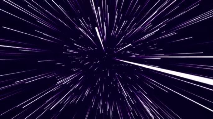 抽象圆形光速背景。动态紫罗兰色线条。未来的光爆炸。运动中的彩色光线。大数据网络空间的传输。3D渲染。