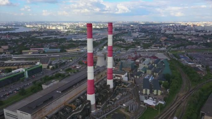 俄罗斯晴天莫斯科工业工厂城市景观空中全景4k