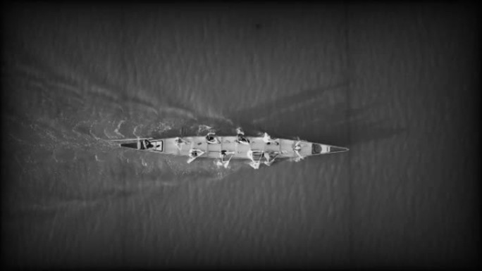 空中无人机俯视图运动独木舟赛艇运动员同步队比赛