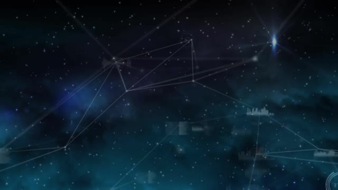 连接和数据处理网络上的星星动画