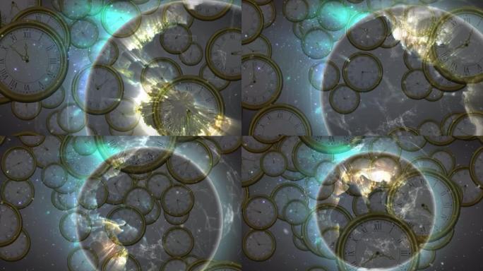 在全球范围内移动时钟的动画