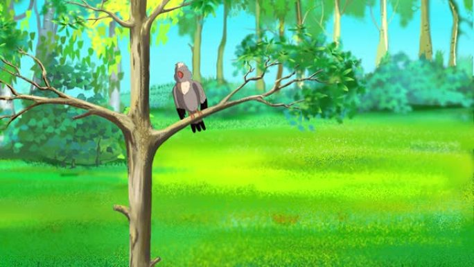 百灵鸟坐在树上唱歌