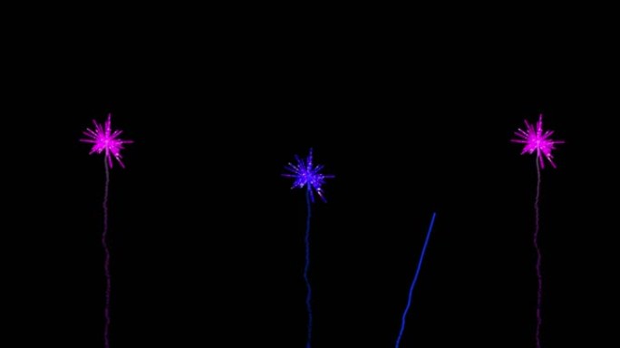 粉紫色圣诞新年烟火在夜空爆炸动画