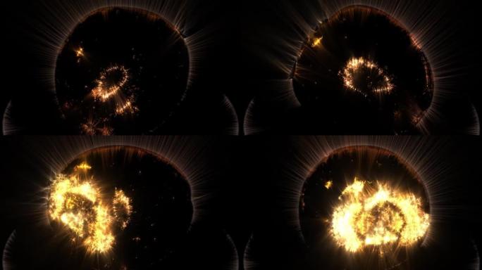 单个柿子果实旋转360度的可循环kirlian光环镜头。