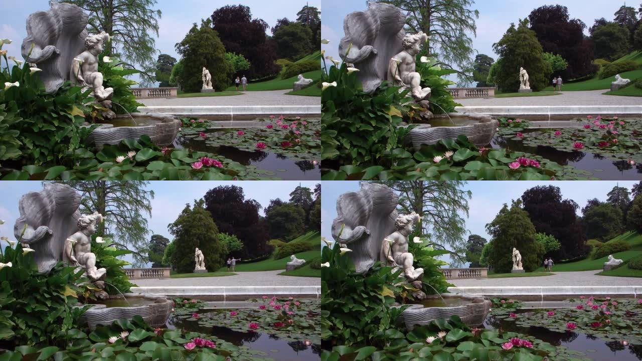 在科摩湖畔的百乐宫喷泉。意大利旅行。