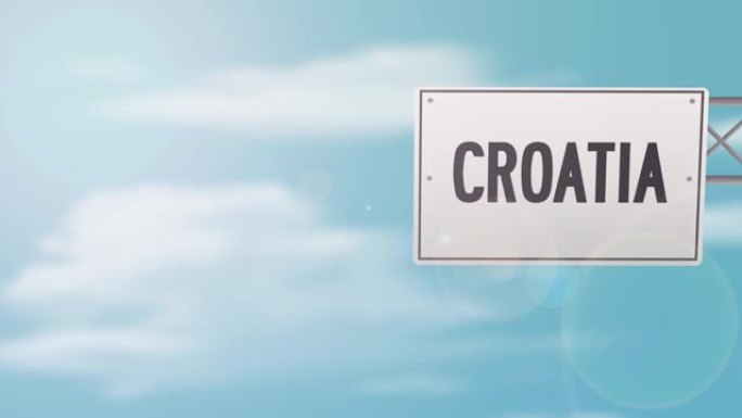 克罗地亚蓝色多云的天空上的标志-股票视频