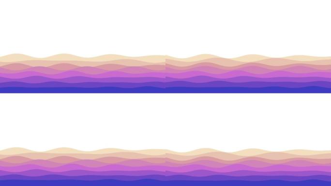 紫色的海浪，平滑渐变的彩色慢动作。孤立白色背景上的柔和波浪为美丽的概念设计构图