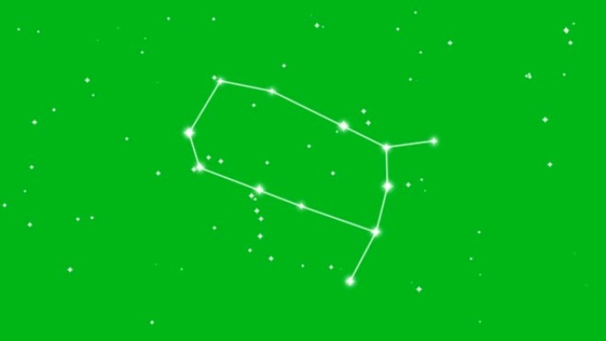 黄道十二宫双子座的代表，绿屏背景上闪烁的星星