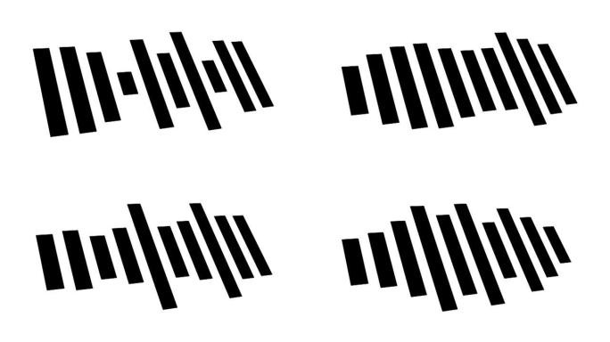 音频波形，声音频谱。清洁设计音频波形可视化。特写，慢动作，孤立在白色背景上。