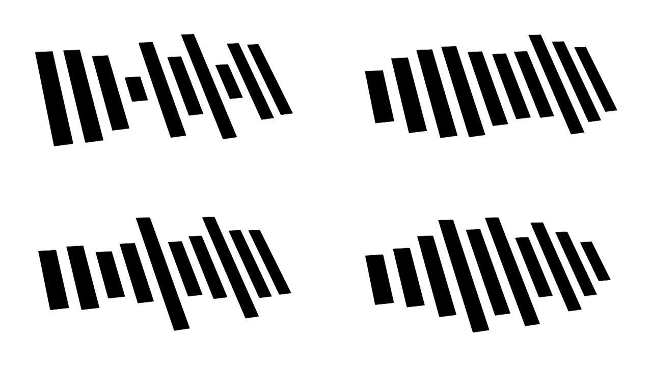 音频波形，声音频谱。清洁设计音频波形可视化。特写，慢动作，孤立在白色背景上。
