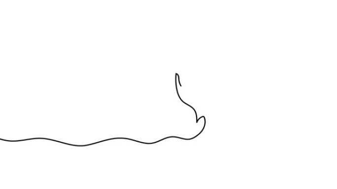 动画插图。兔子的连续单线轮廓。手绘简约风格。手工绘制的线条草图。圣诞概念。4k视频