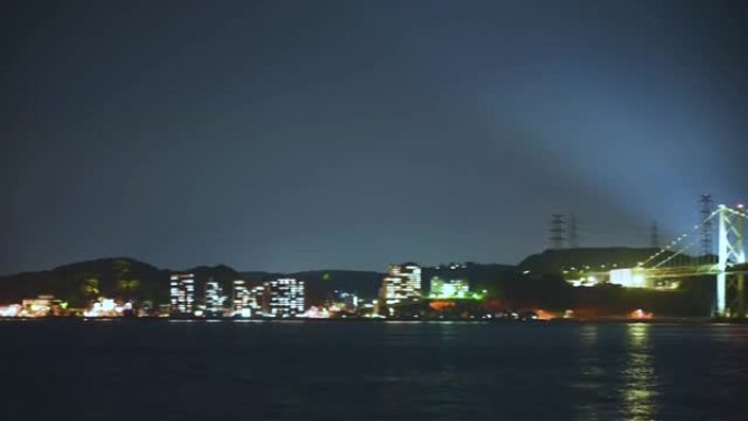 关门海峡和关门大桥的夜景时间流逝