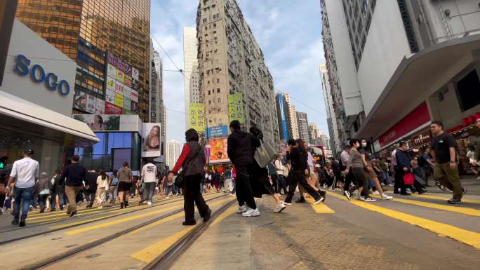 香港马路壮观人流4K