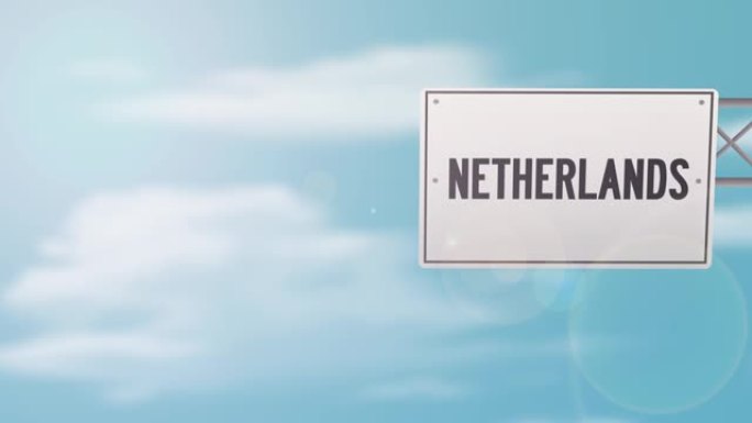 荷兰蓝色多云的天空上的标志-股票视频