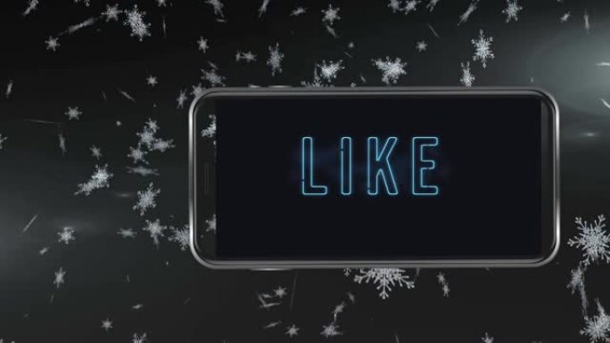 智能手机屏幕上类似文本的动画，背景积雪