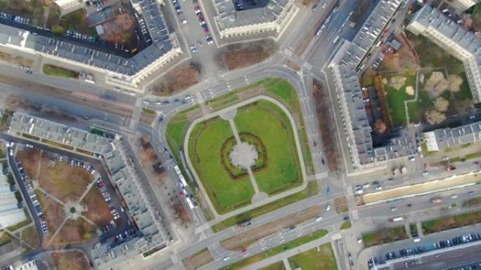 波兰克拉科夫Nowa Huta区中央广场的俯视图