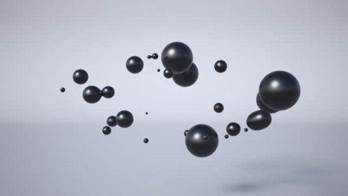 合并球的3D动画，单个碗中的油滴，球体，大滴