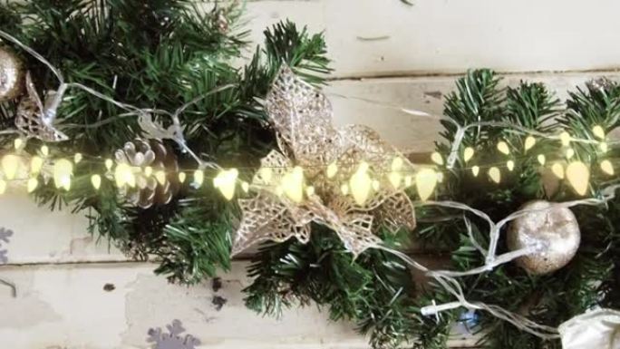 串灯和圣诞装饰品的动画